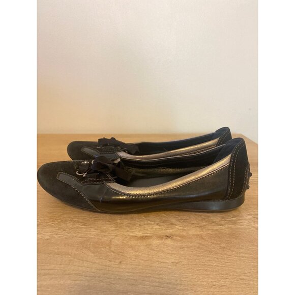 Tod's Women's Black & Gold Suede/Leather Driving Flats Size 8 - Picture 4 of 6